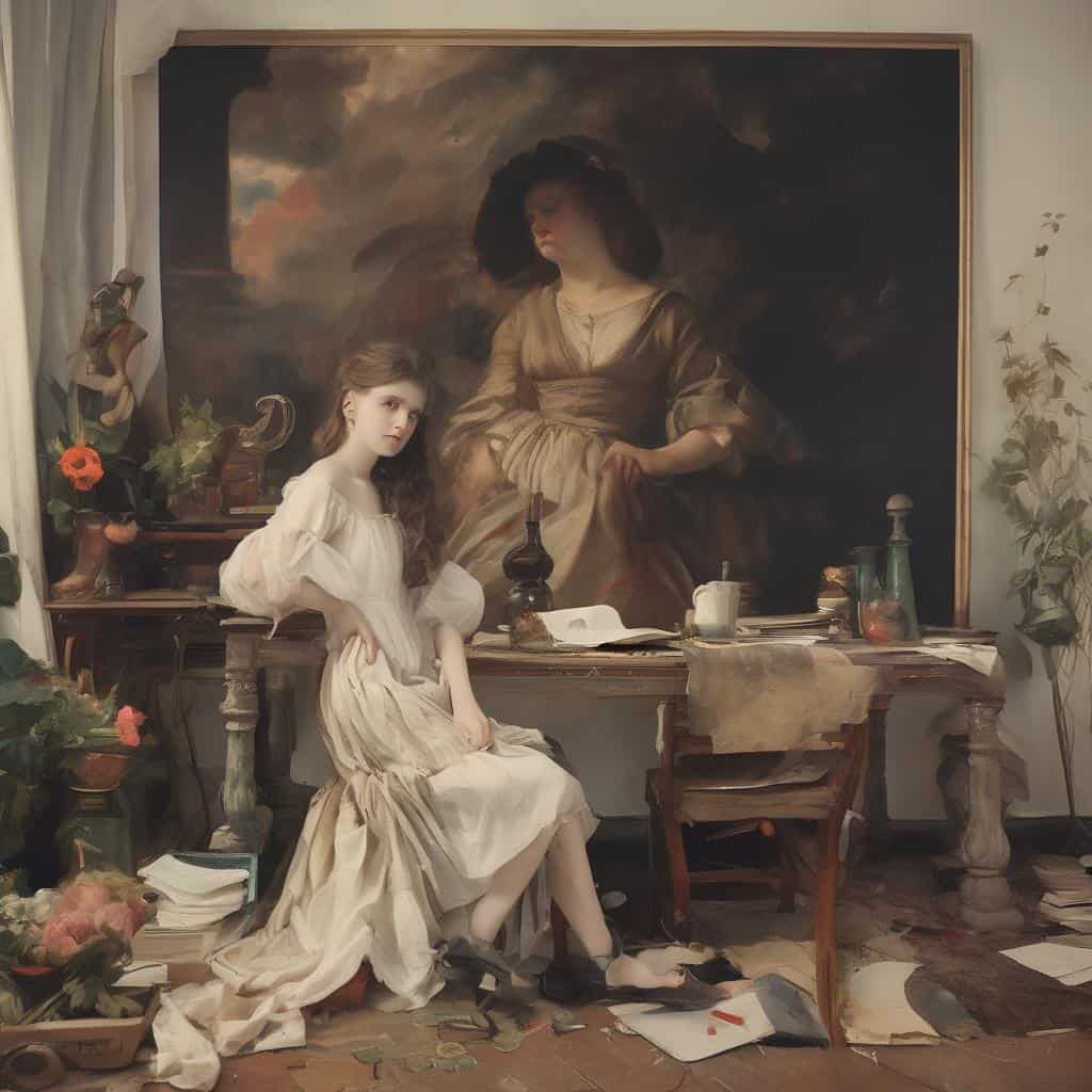 Πρωτότυπη ζωγραφική με θέμα Τέχνη και Τελετουργία: Ιερότητα και Παράδοση, που αναδεικνύει τη σχέση τέχνης και τελετουργικών εθίμων.